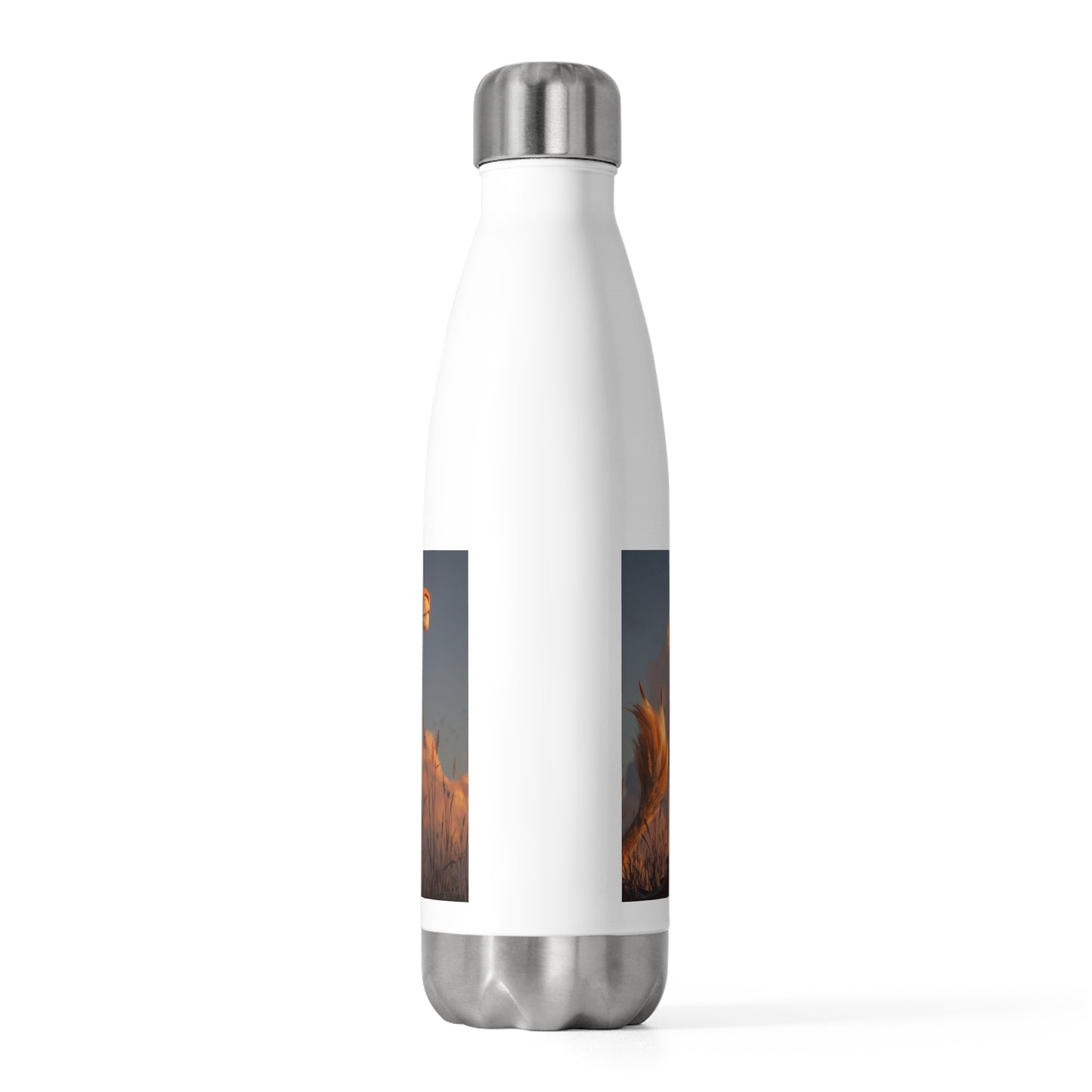 Sunset Sentinel Dragon 20oz Insulated Bottle – Warm Amber Glow Against Clouds