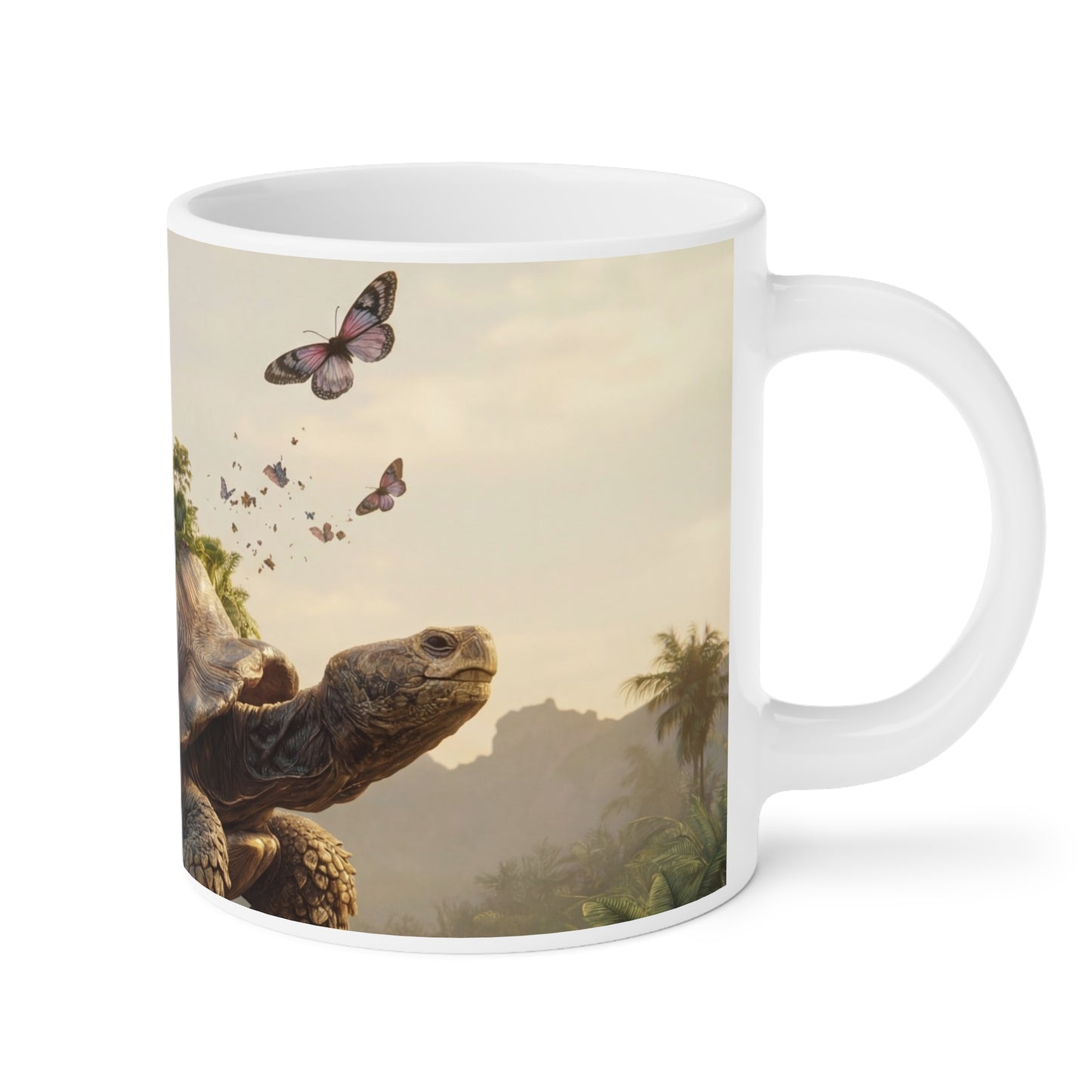 Turtle-Carried Castle Ceramic Mugs (11oz\15oz\20oz) – Verdant Sanctuary on Ancient Shell