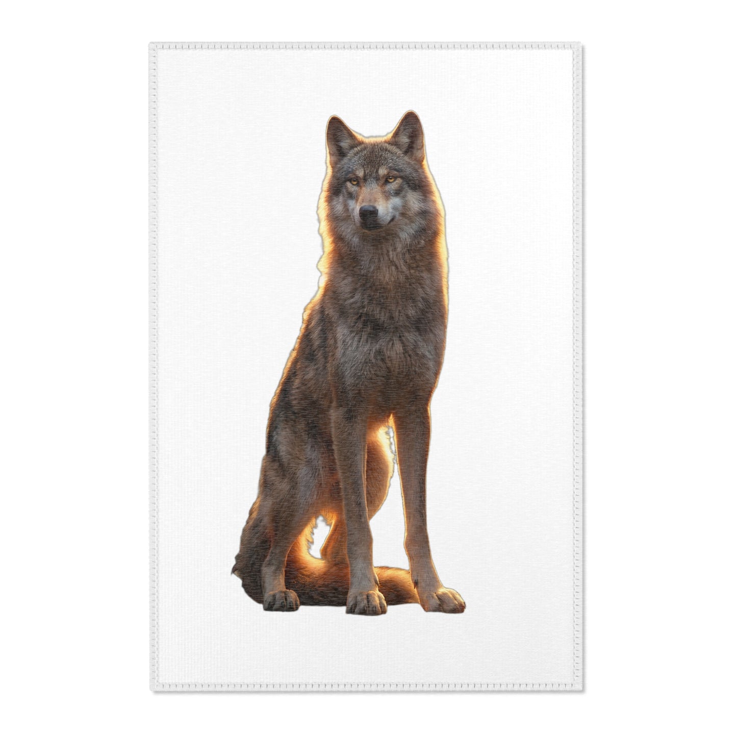 Golden Hour Wolf Area Rugs – Sentinel’s Warm Light Floor Mat