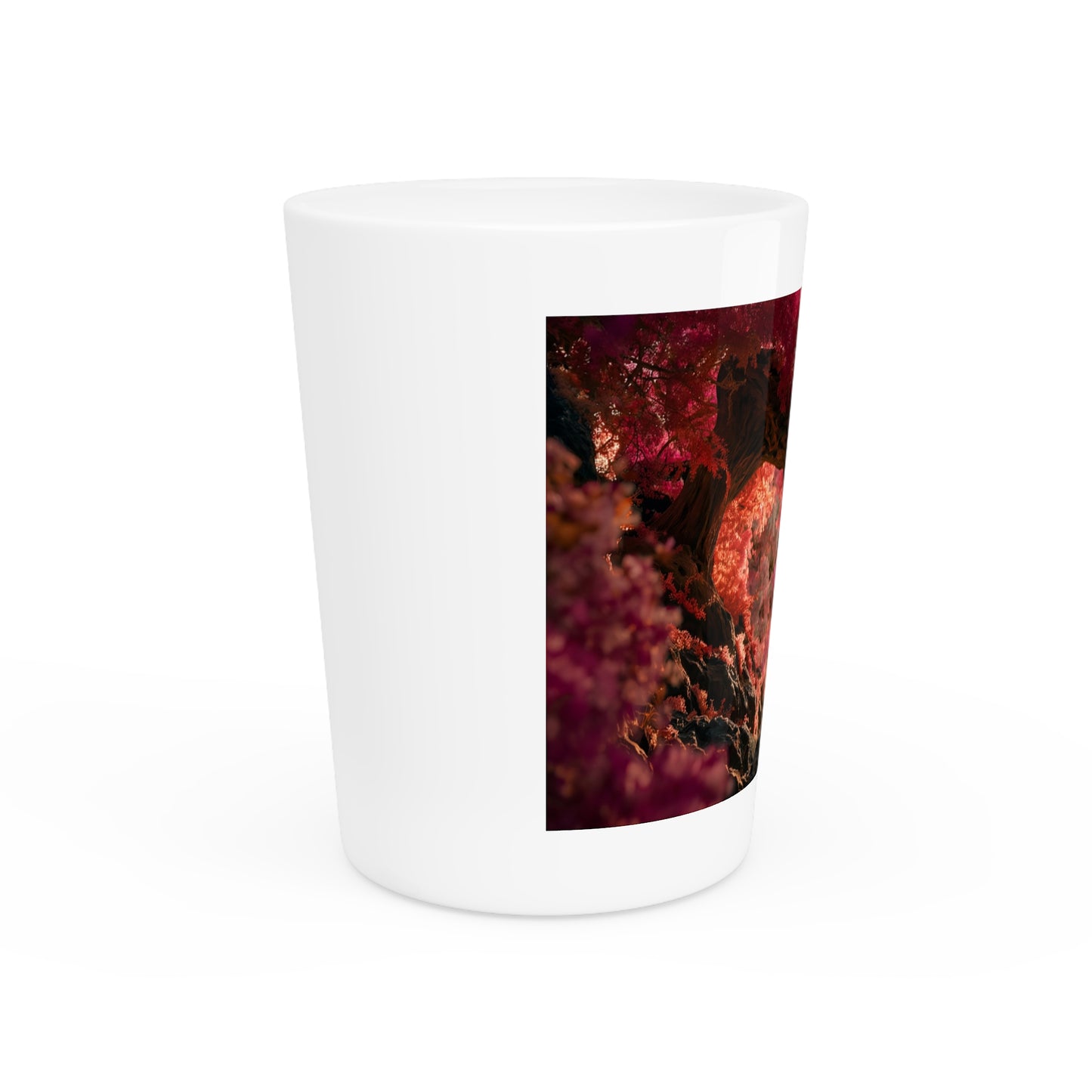 Twilight Grove Shot Glass – Heart-Shaped Canopy Romance Scene