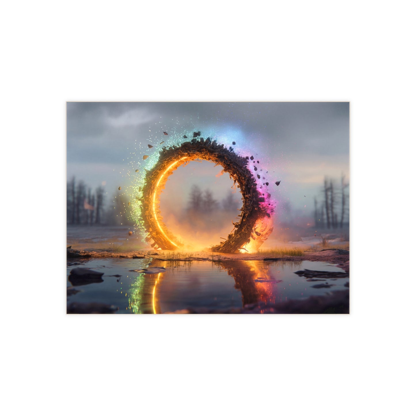 Cosmic Portal Ceramic Photo Tile – Fractured Light in a Wounded Sky