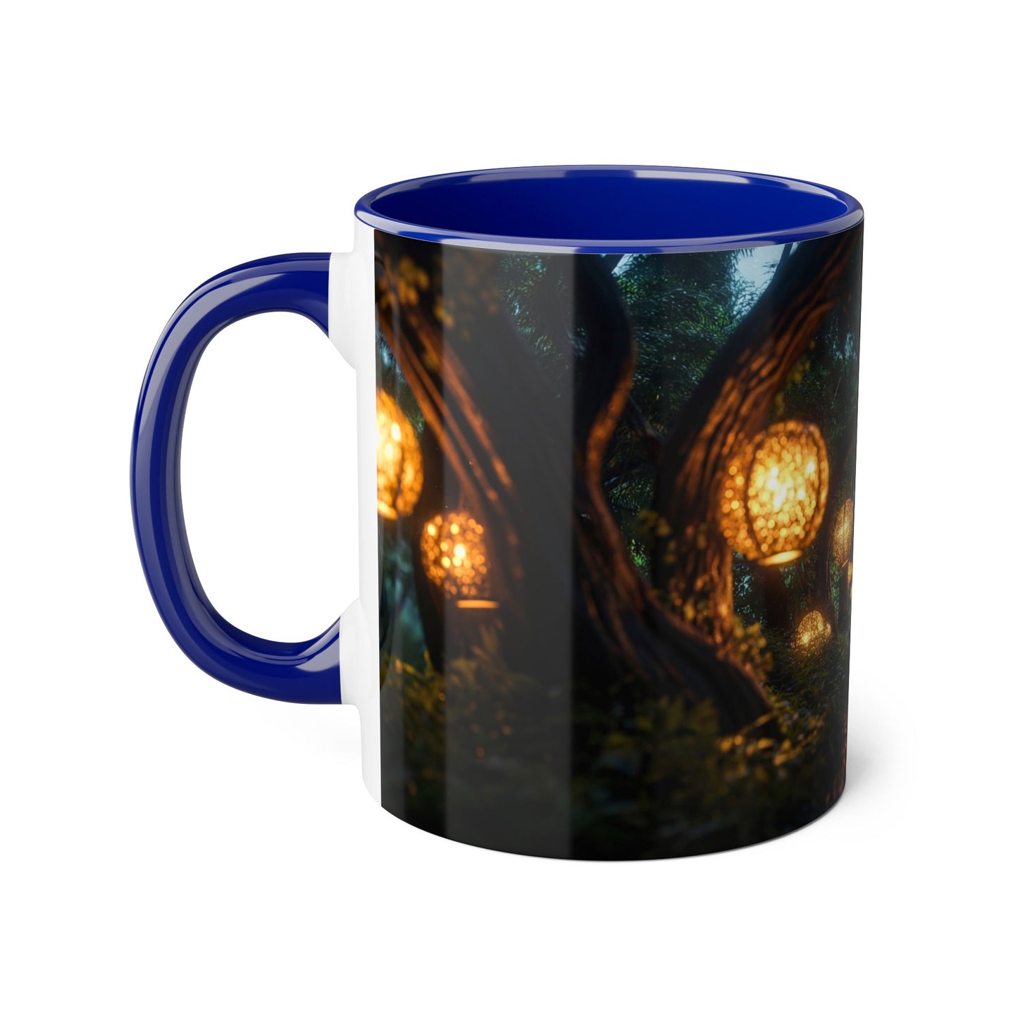 Lantern Grove Accent Mugs, 11oz – Girl Walking Through Bioluminescent Tunnel