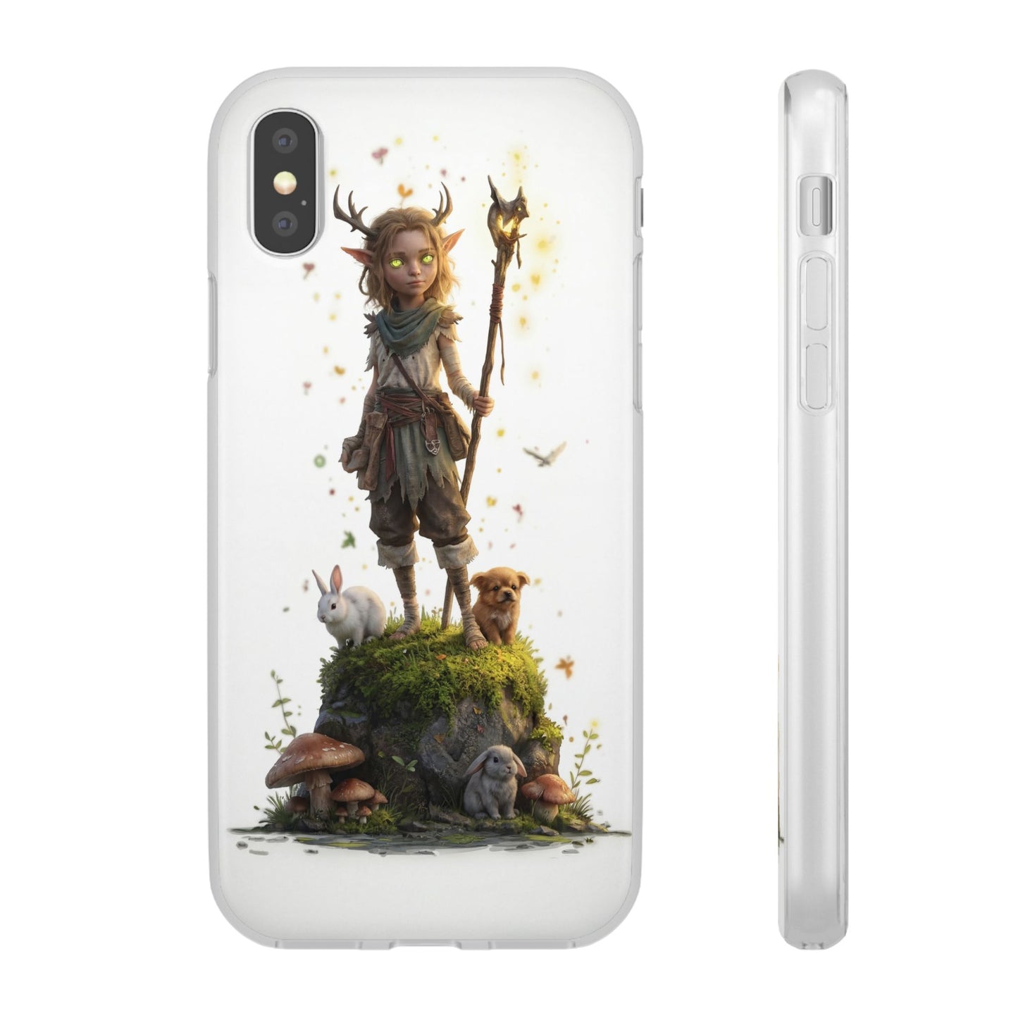 Forest Sentinel Flexi Cases – Glowing Antlered Child with Pet Companions