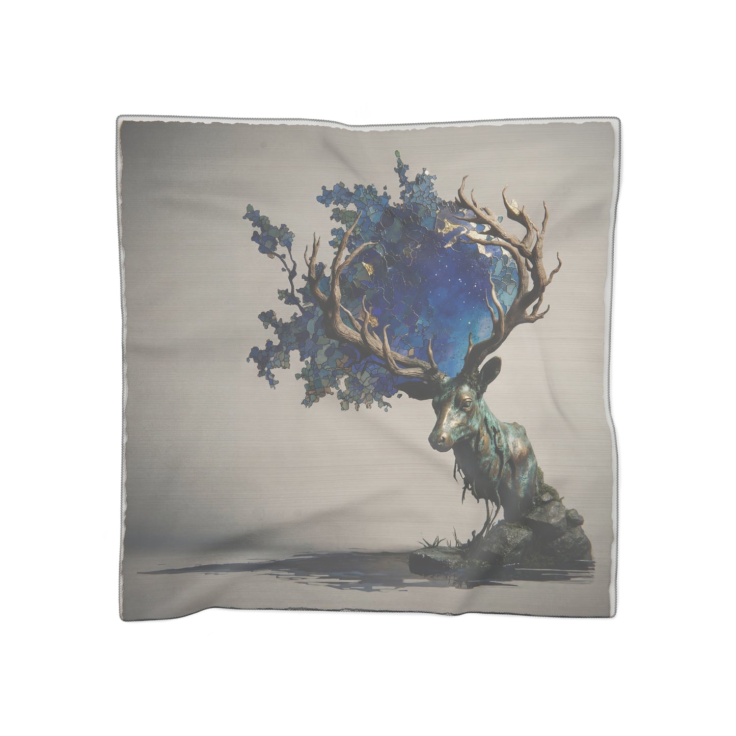 Stag with Celestial Antlers Poly Scarf – Twilight Sky Guardian