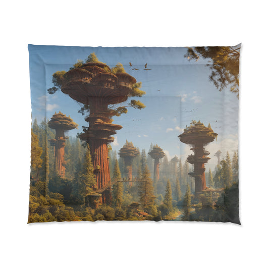 Whispering Canopy Comforter – Skyward Treehouse Dreamscape