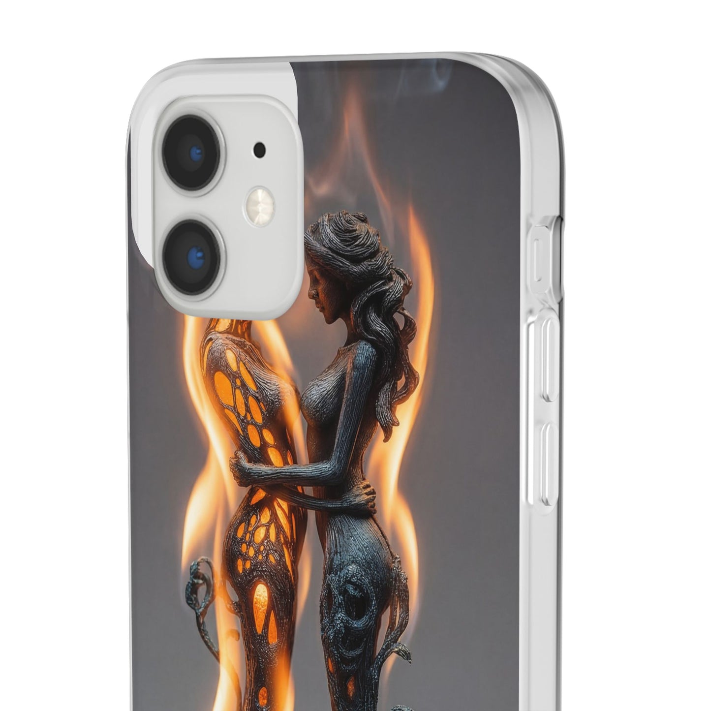 Flame-Embraced Lovers Flexi Cases – Intimate Glow Within the Fire