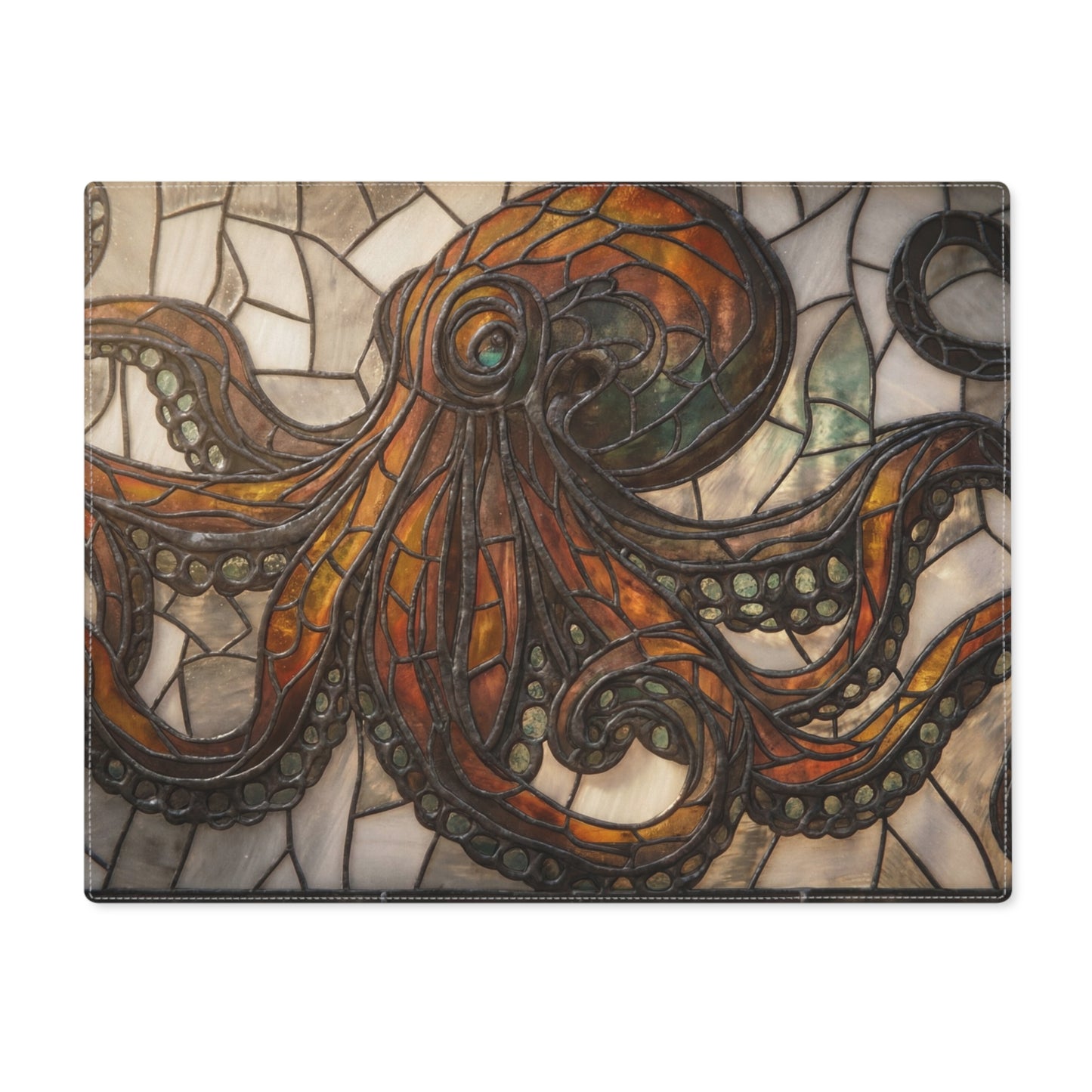 Stained Glass Octopus Placemat – Amber Depths & Art Nouveau Whimsy