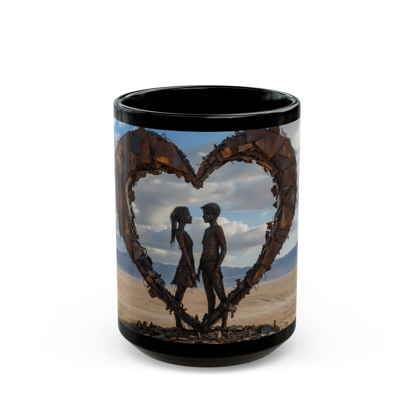 Rust Heart Sculpture Mug – Love Forged in Desert Light