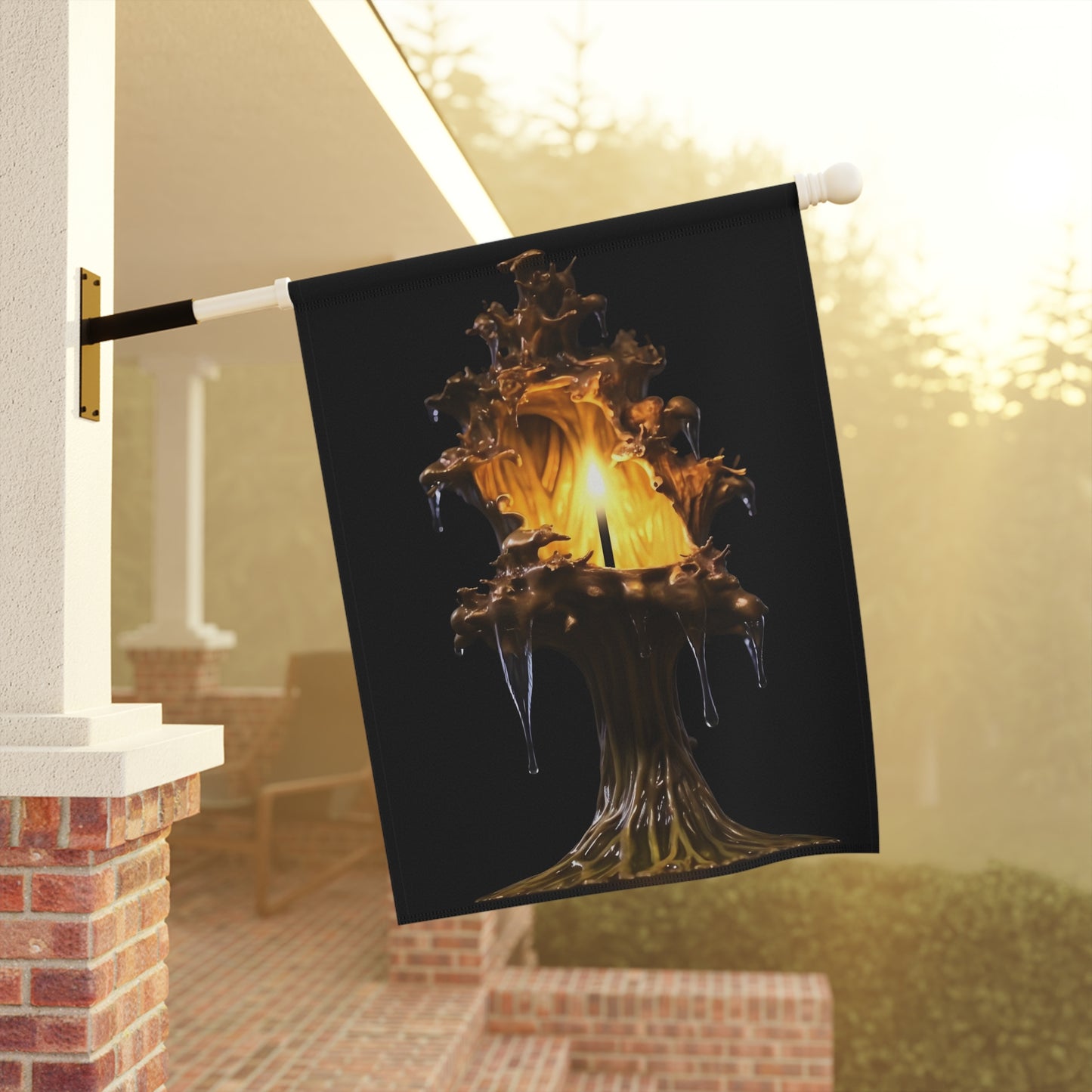 a dripping melted candle in a shape of a oak tree , glowing from the inside, mystical - Garden & House Banner