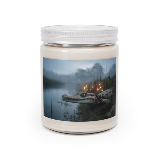 Misty Swamp Crocodile Scented Soy Candles with White Lid, 9oz – Emerald Eye Watcher