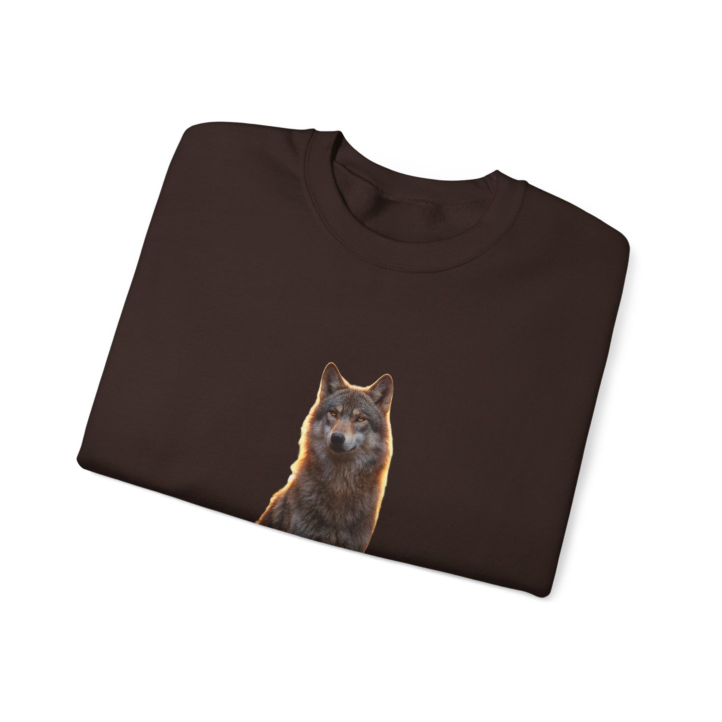Twilight Sentinel Wolf Crewneck Sweatshirt – Golden Hour Guardian Portrait