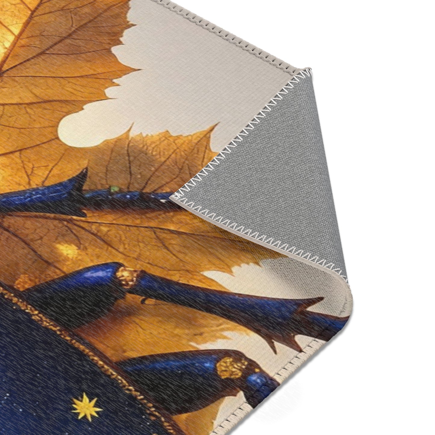 Celestial Beetle Area Rugs – Starlit Blue Guardian Among Autumn Leaves