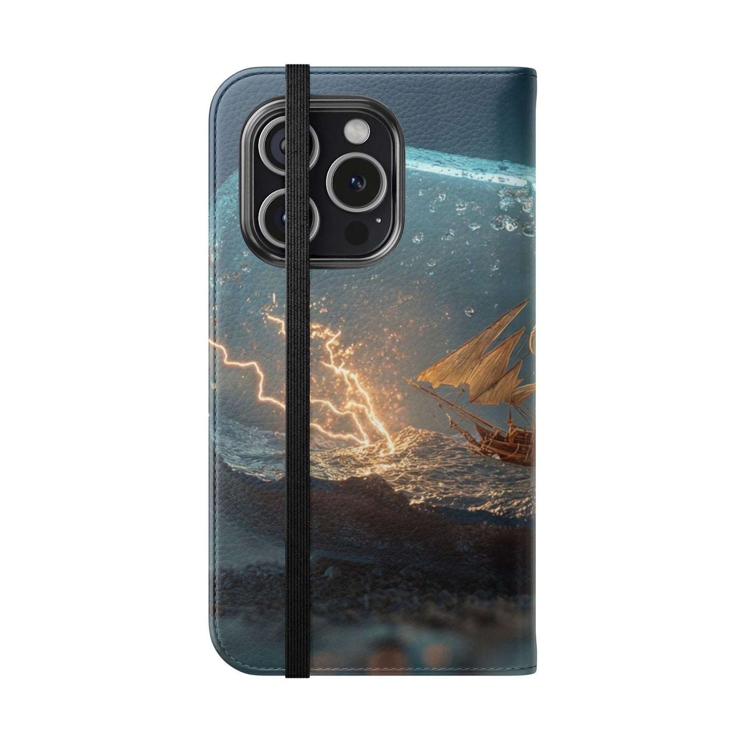 Storm-Struck Galleon Flip Cases – Lightning Inside Glass Bottle