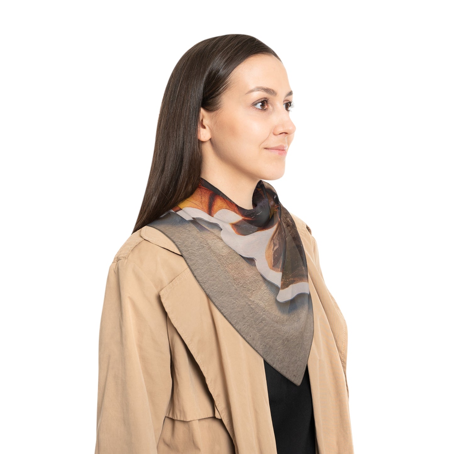 Winged Feline Guardian Scarf – Amber Glow Fantasy Wrap