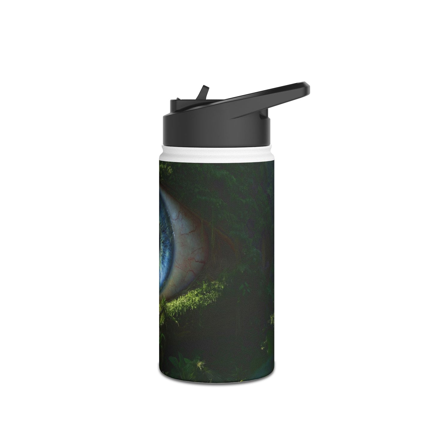 Guardian Eye of the Verdant Deep Stainless Steel Water Bottle, Standard Lid – Watchful Jungle Portal