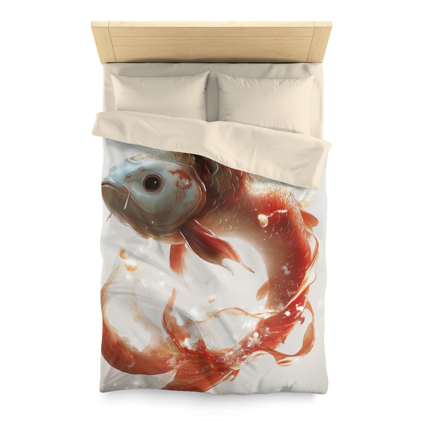 Child on Glowing Koi Microfiber Duvet Cover – Whimsical Dream Journey