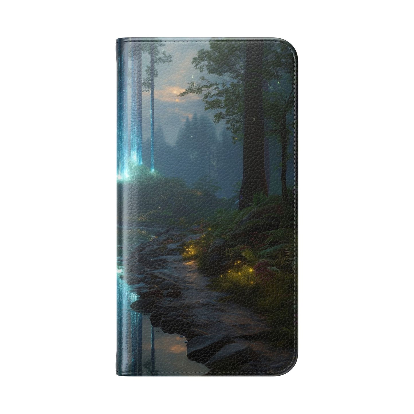 Bioluminescent Forest Flip Cases – Cyan Lightfall Stream Cover
