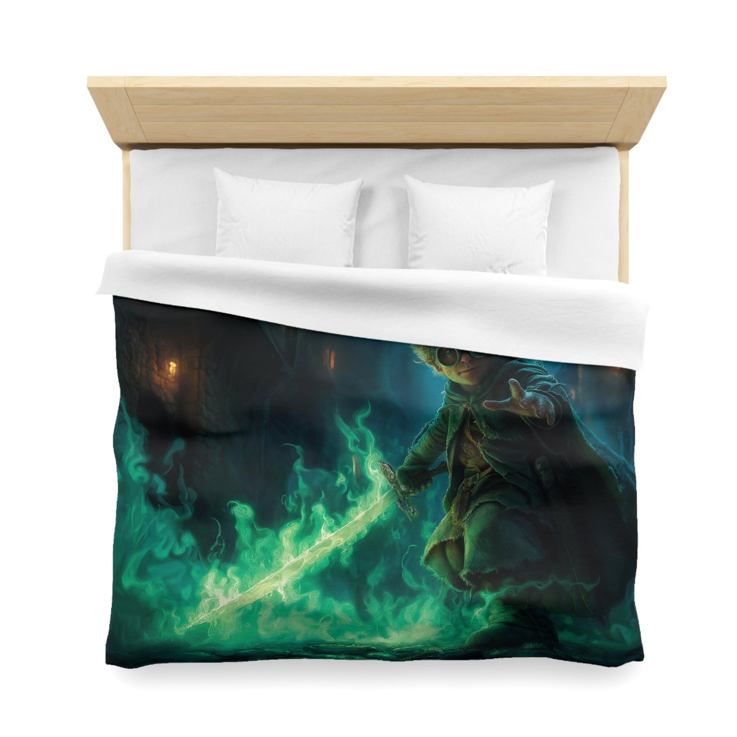 Goblin Sorcerer Green Sword Duvet Cover – Cobalt Alleyway Guardian