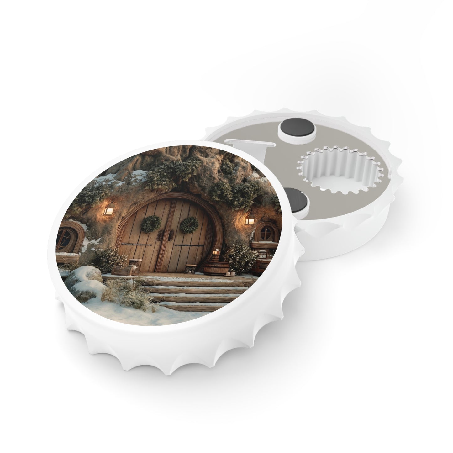 Winterwood Hollow Bottle Opener – Snow-Kissed Treehouse Sanctuary