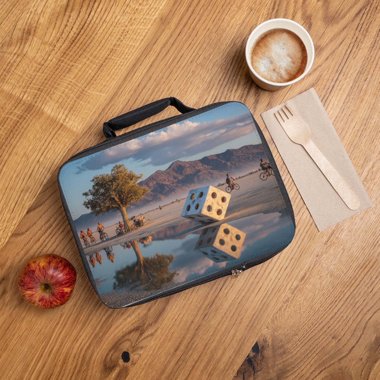 Giant Dice Desert Lunch Bag – Sunset Reflection at Burning Man