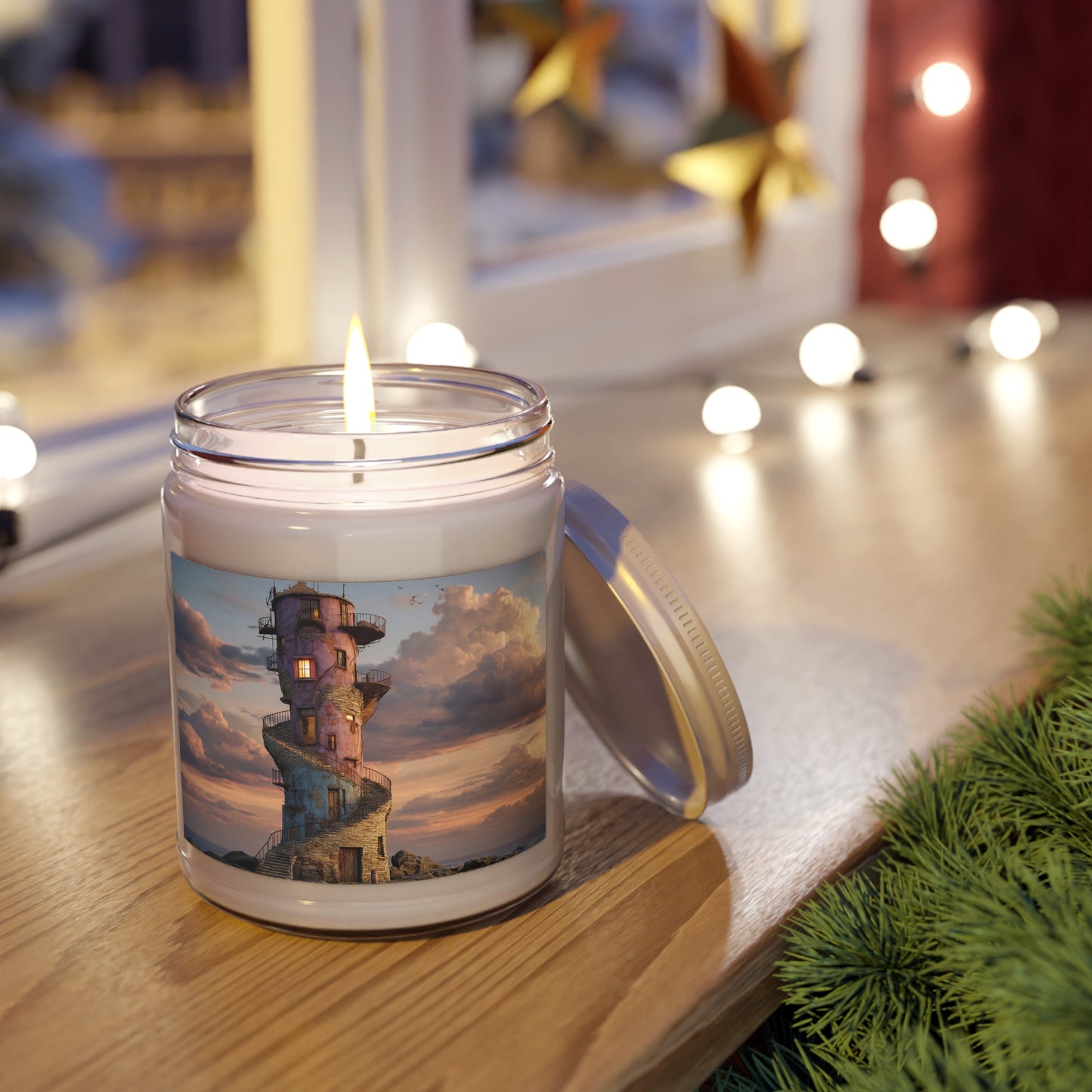 Twilight Lighthouse Tower Scented Soy Candles with White Lid, 9oz – Keeper of the Sunset Coast