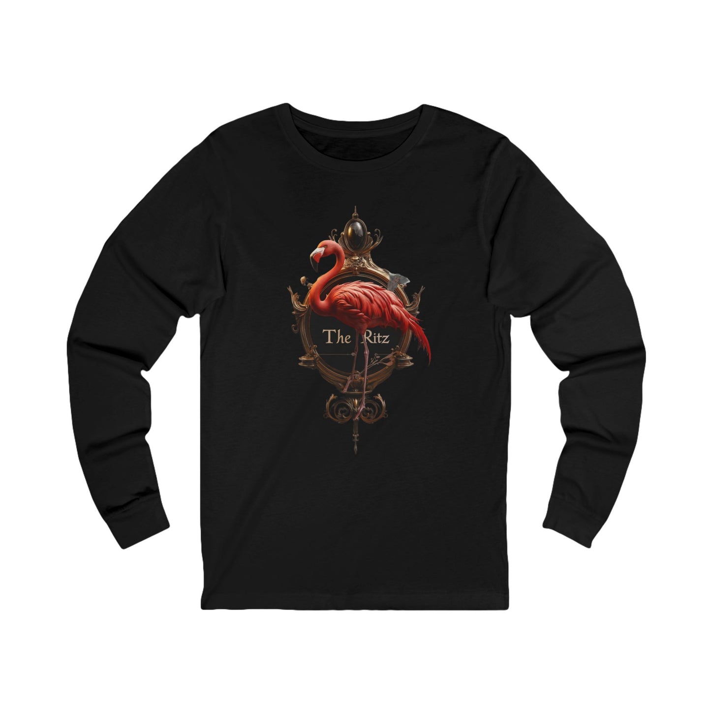 Crimson Flamingo Ritz Tee – Regal Bird Portrait Long Sleeve
