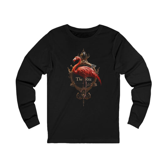 Crimson Flamingo Ritz Tee – Regal Bird Portrait Long Sleeve