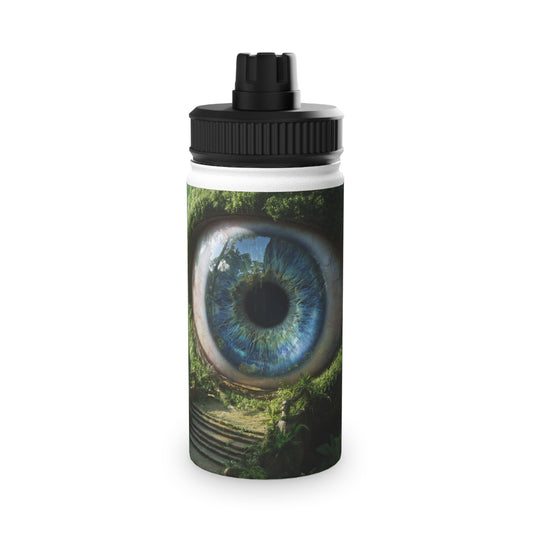 Guardian Eye of the Emerald Grove Stainless Steel Water Bottle, Sports Lid – Watchful Forest Portal