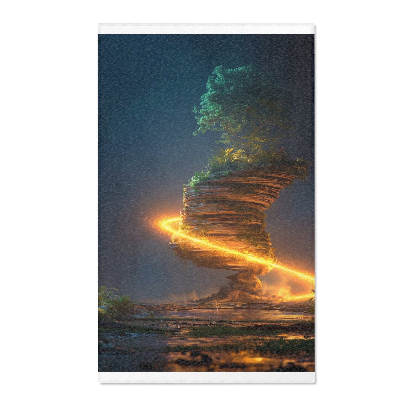 Floating Island Tree Rug – Luminous Twilight Sanctuary