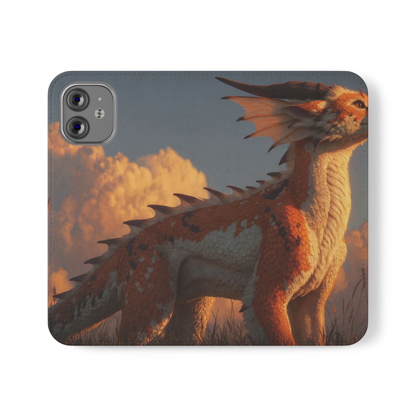 Gilded Dragon Flip Cases – Amber Sunset Guardian