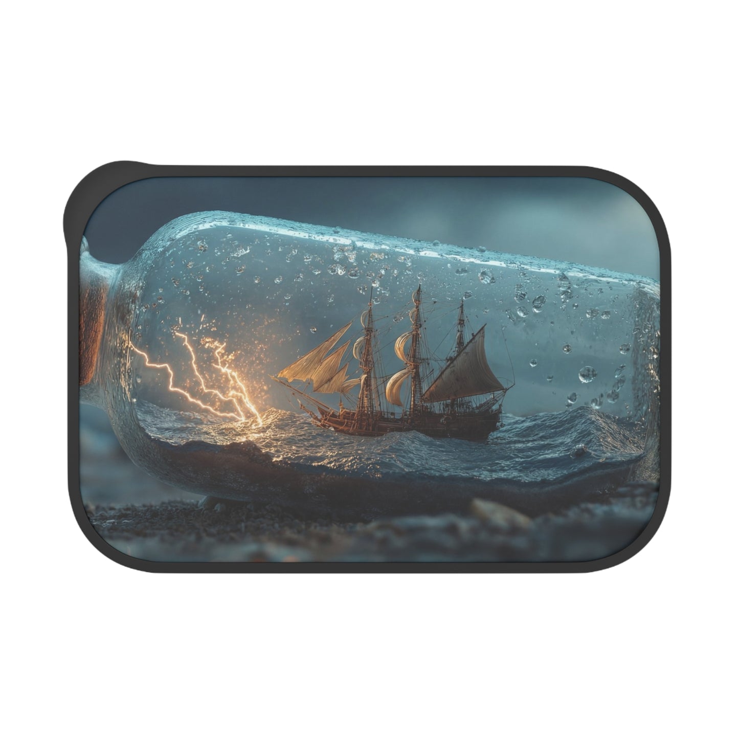 Storm-Sailed Ship in Bottle PLA Bento Box with Band and Utensils – Captured Gale Force