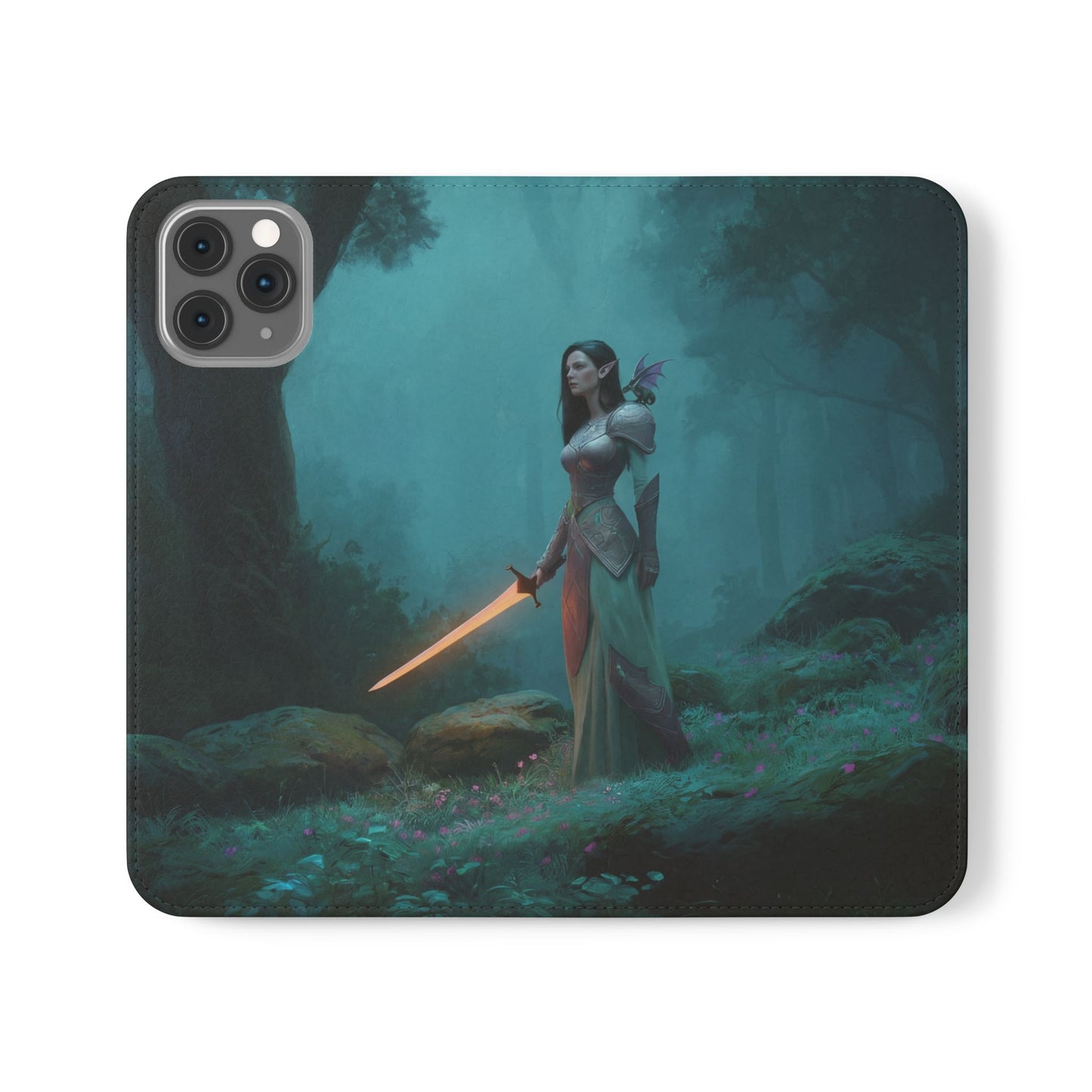 Forest Guardian Flip Cases – Elven Sentinel with Glowing Blade