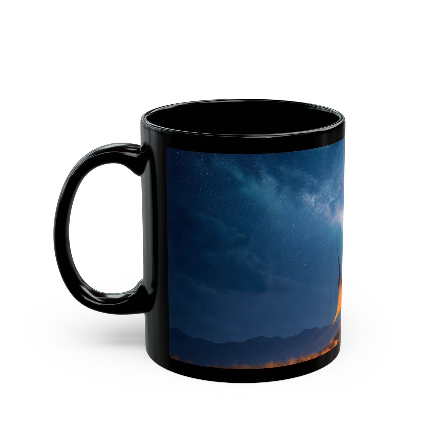 Starlit Nomad Tent Mug – Milky Way Over Desert Campfire