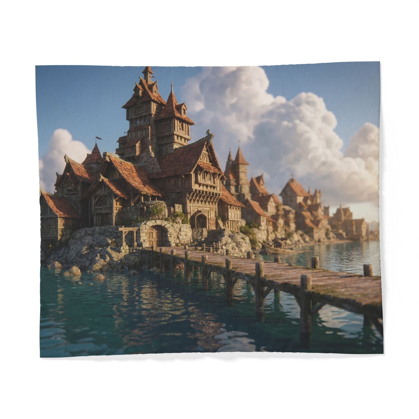 Cobblestone Harbor Cotton Duvet Cover – Timbered Island Morning