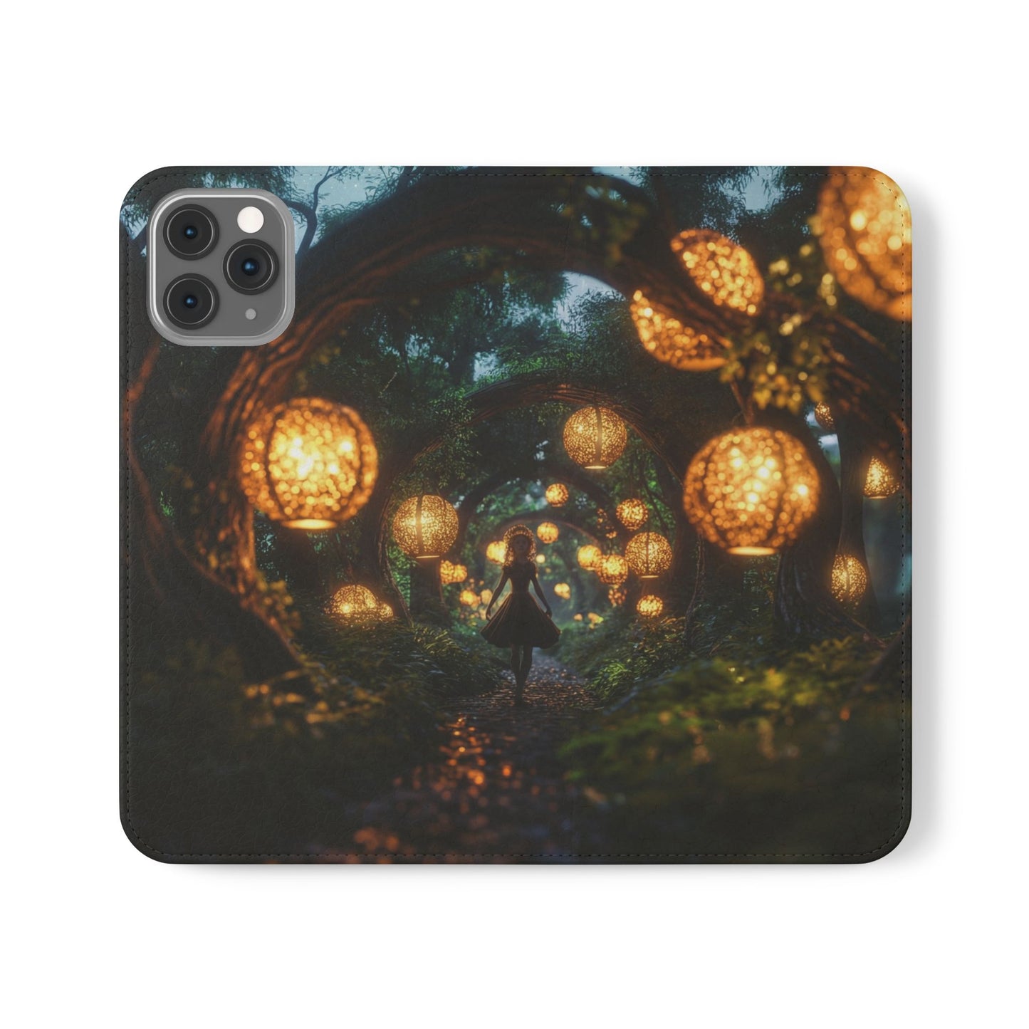 Lantern Archway Flip Cases – Girl Walking Through Forest Tunnel Art Case