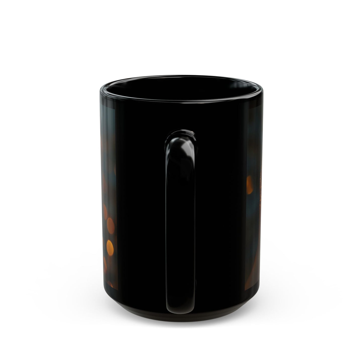 Glowing Star in Hand Black Mug – Warmth of a Held Wish