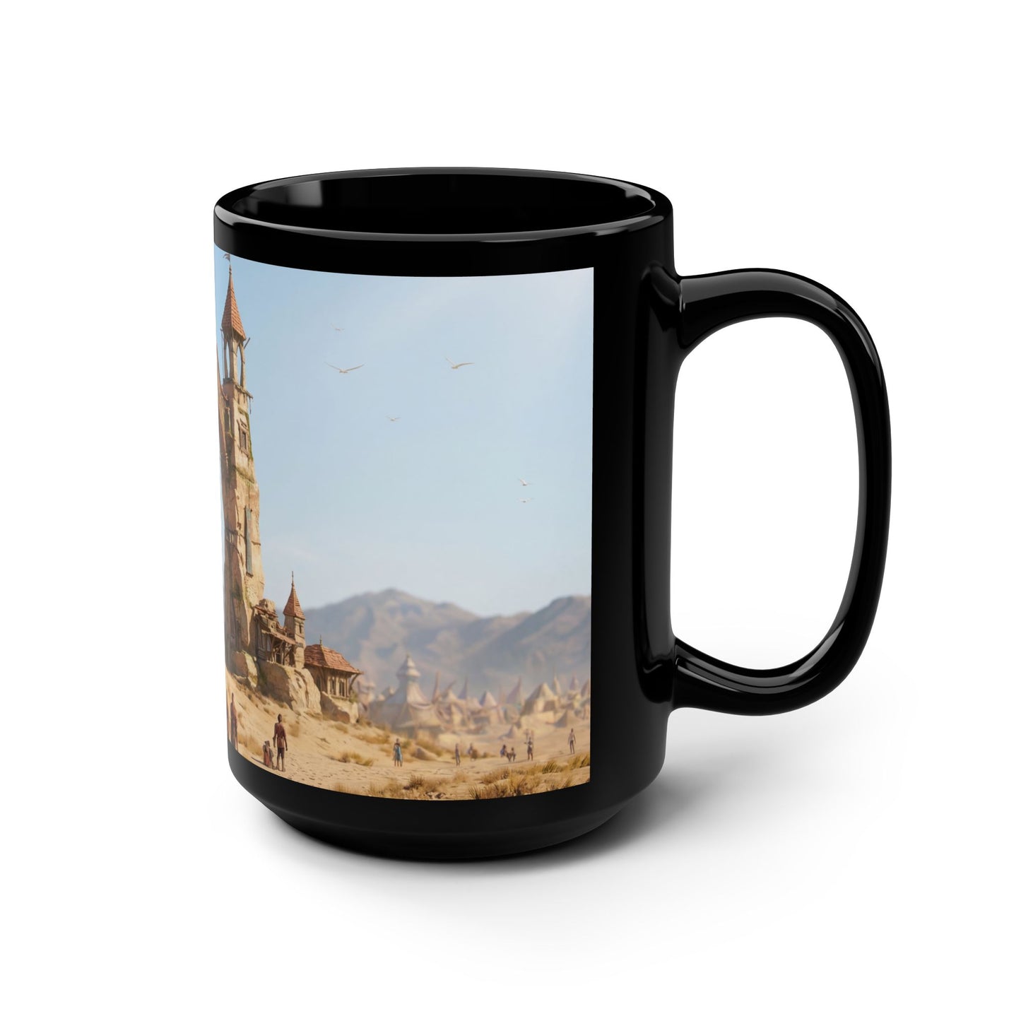 Sunstone Gate Black Mug, 15oz – Desert Sentinel Archway