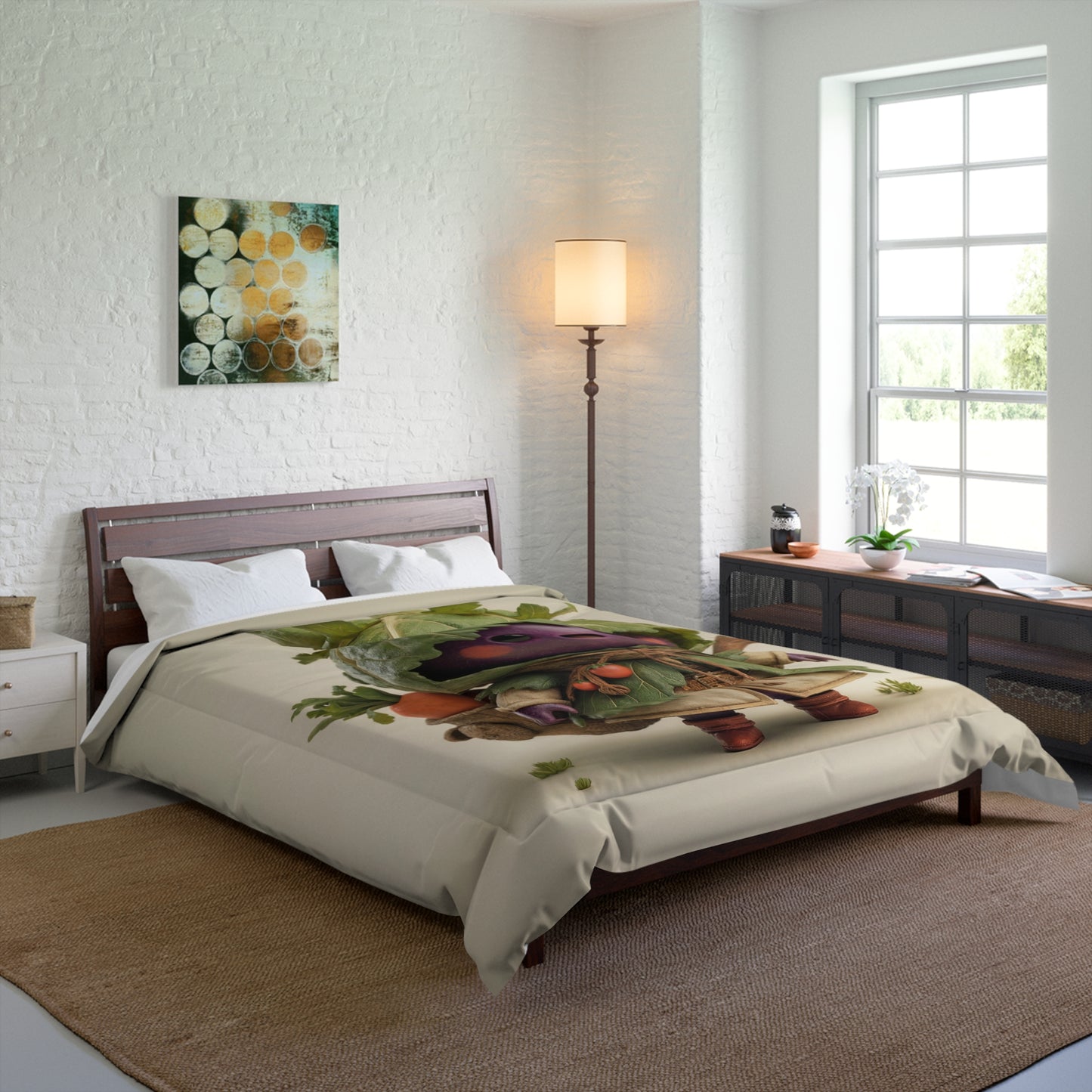 Purple Eggplant Gardener Comforter – Leafy Harvest Adventure