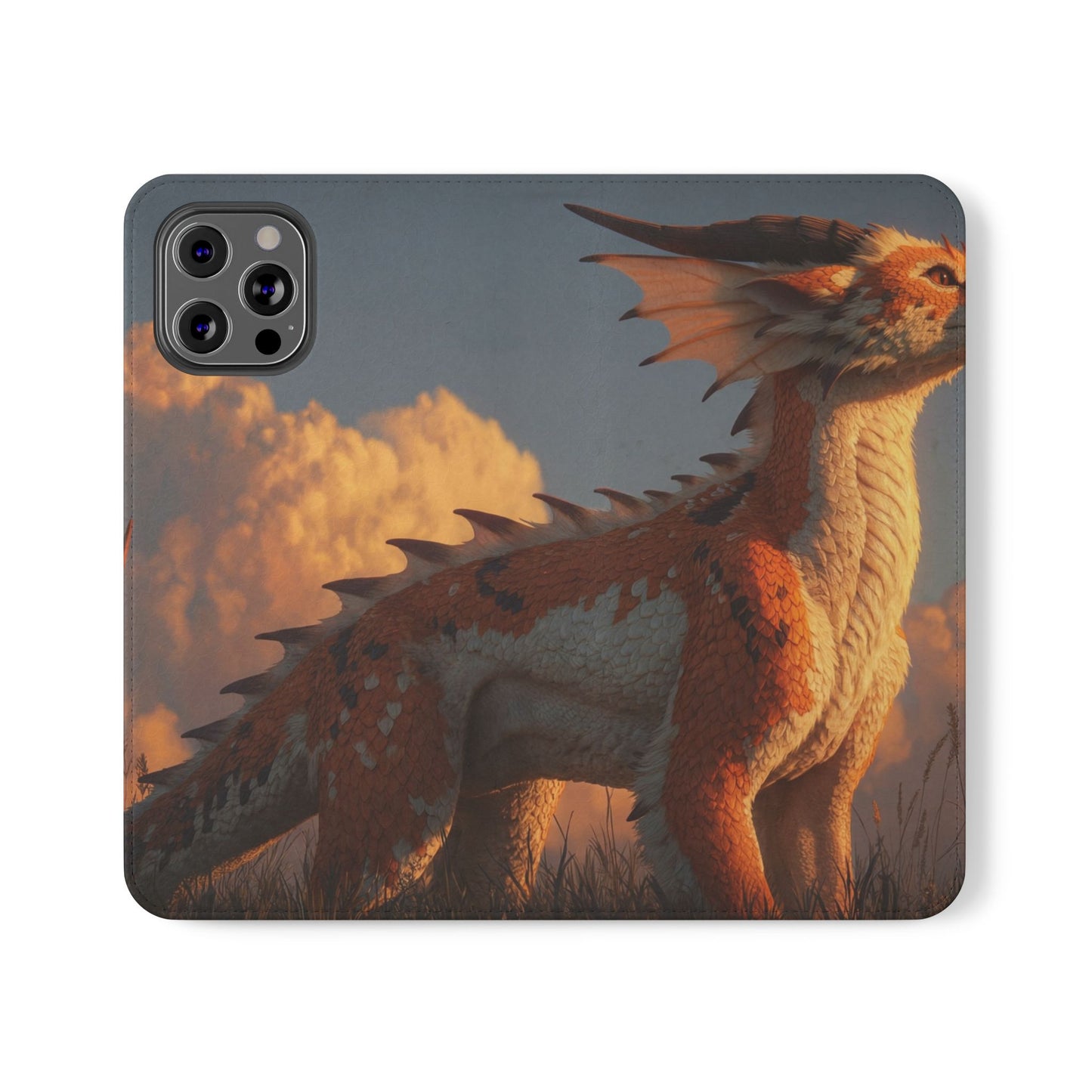 Gilded Dragon Flip Cases – Amber Sunset Guardian