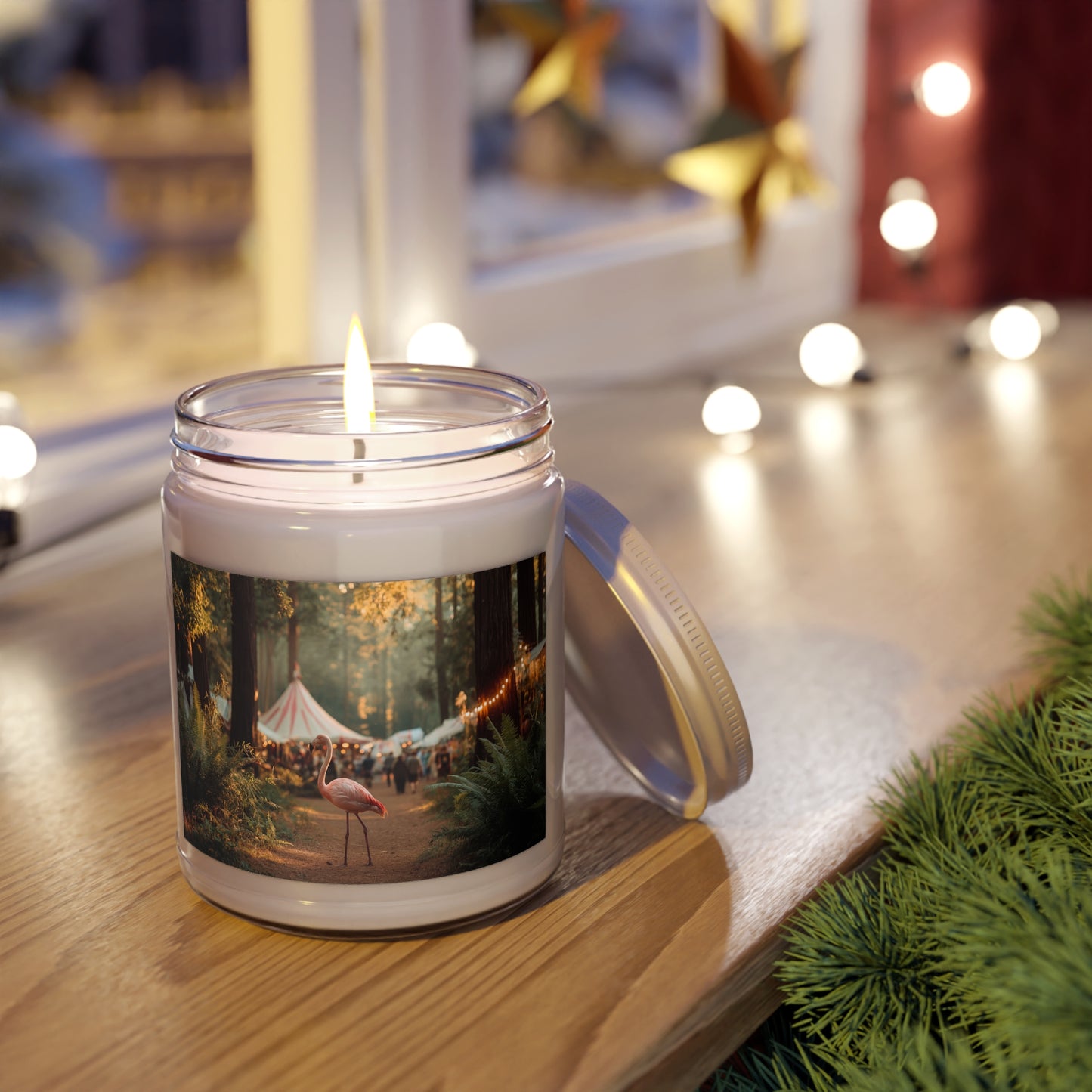 Forest Flamingo Scented Soy Candles with White Lid, 9oz – Sunset Carnival Whispers