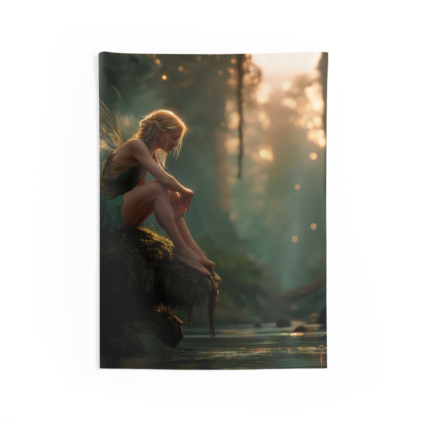 Sunlit Forest Fairy Indoor Wall Tapestries – Golden Hour Sanctuary