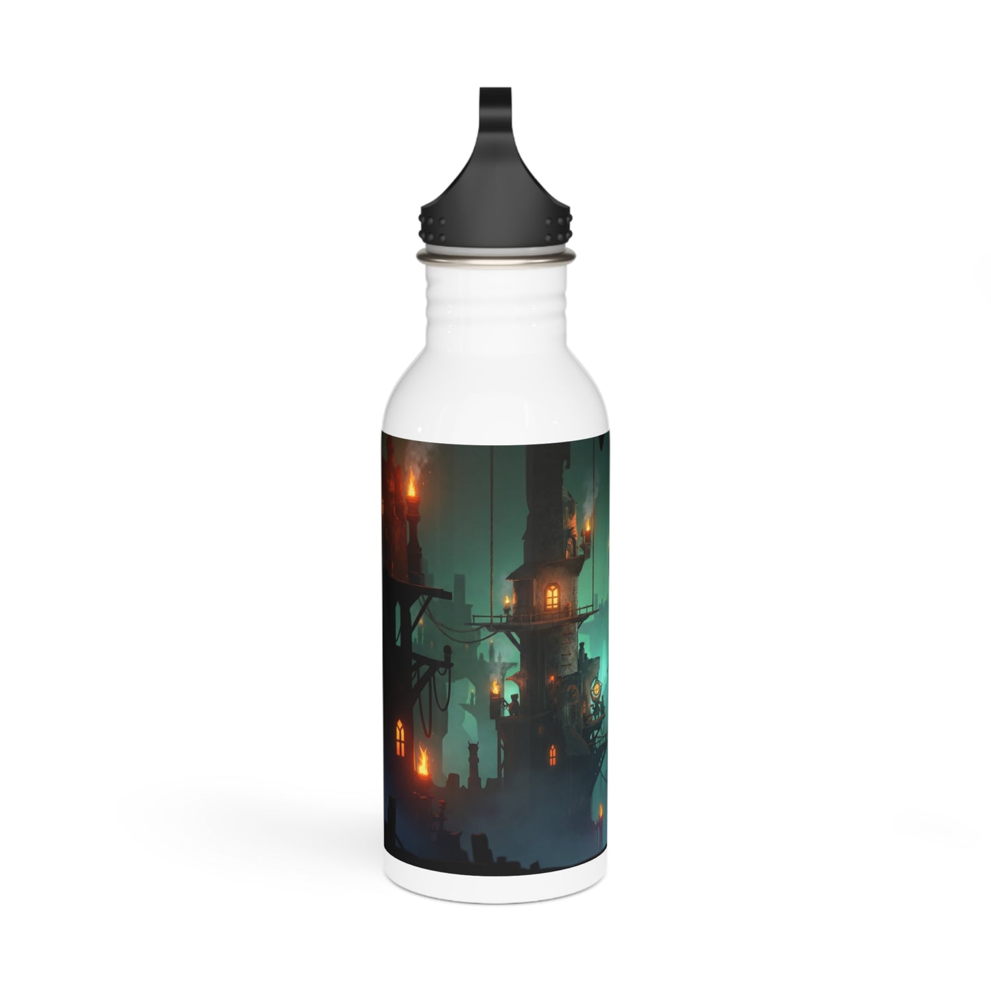 Floating City of Lanterns Stainless Steel Water Bottle – Glow of the Skyborne Spire