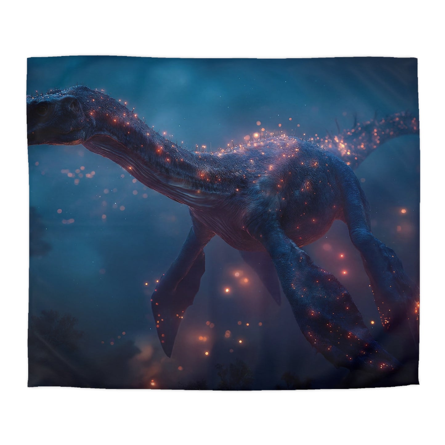 Celestial Plesiosaur Microfiber Duvet Cover – Twilight Guardian of the Deep