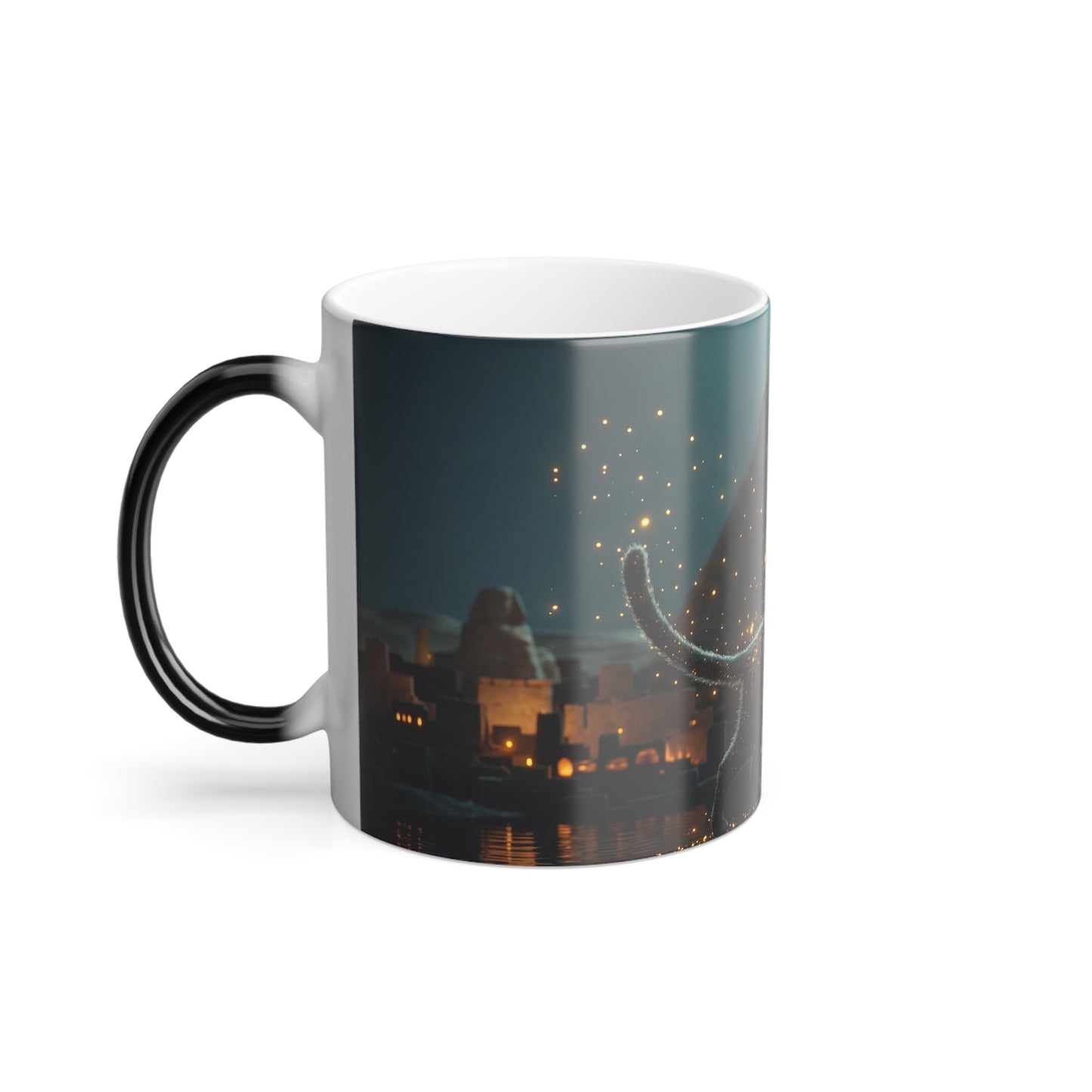 Pharaoh’s Spark Cat Color Morphing Mug, 11oz – Giza Moonlight Guardian