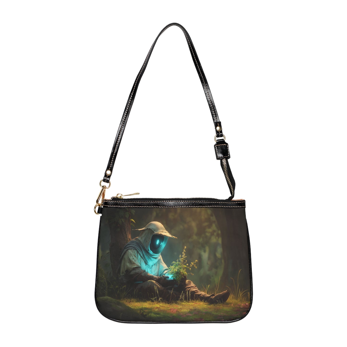 Forest Sentinel Small Shoulder Bag – Glowing Eye in Twilight Grove