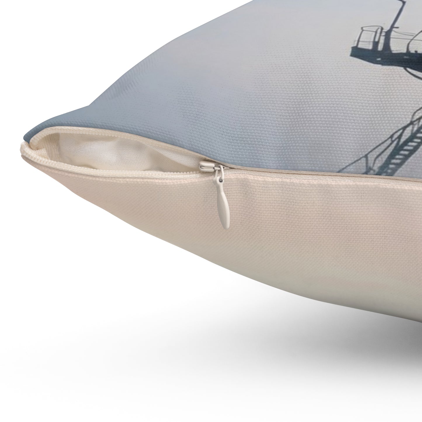 Skyward Spire Spun Polyester Square Pillow – Steam-Powered Sentinel in Dawn Light