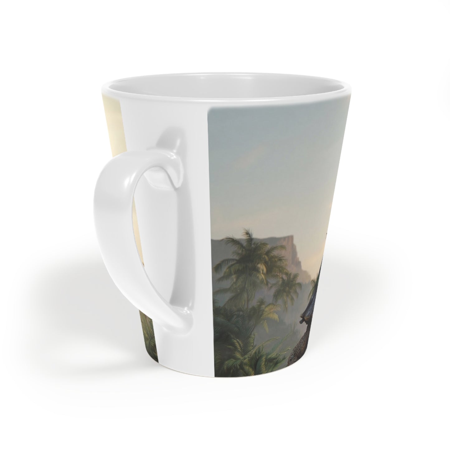 Ancient Turtle Citadel Latte Mug – Sunlit Sanctuary Dreamscape