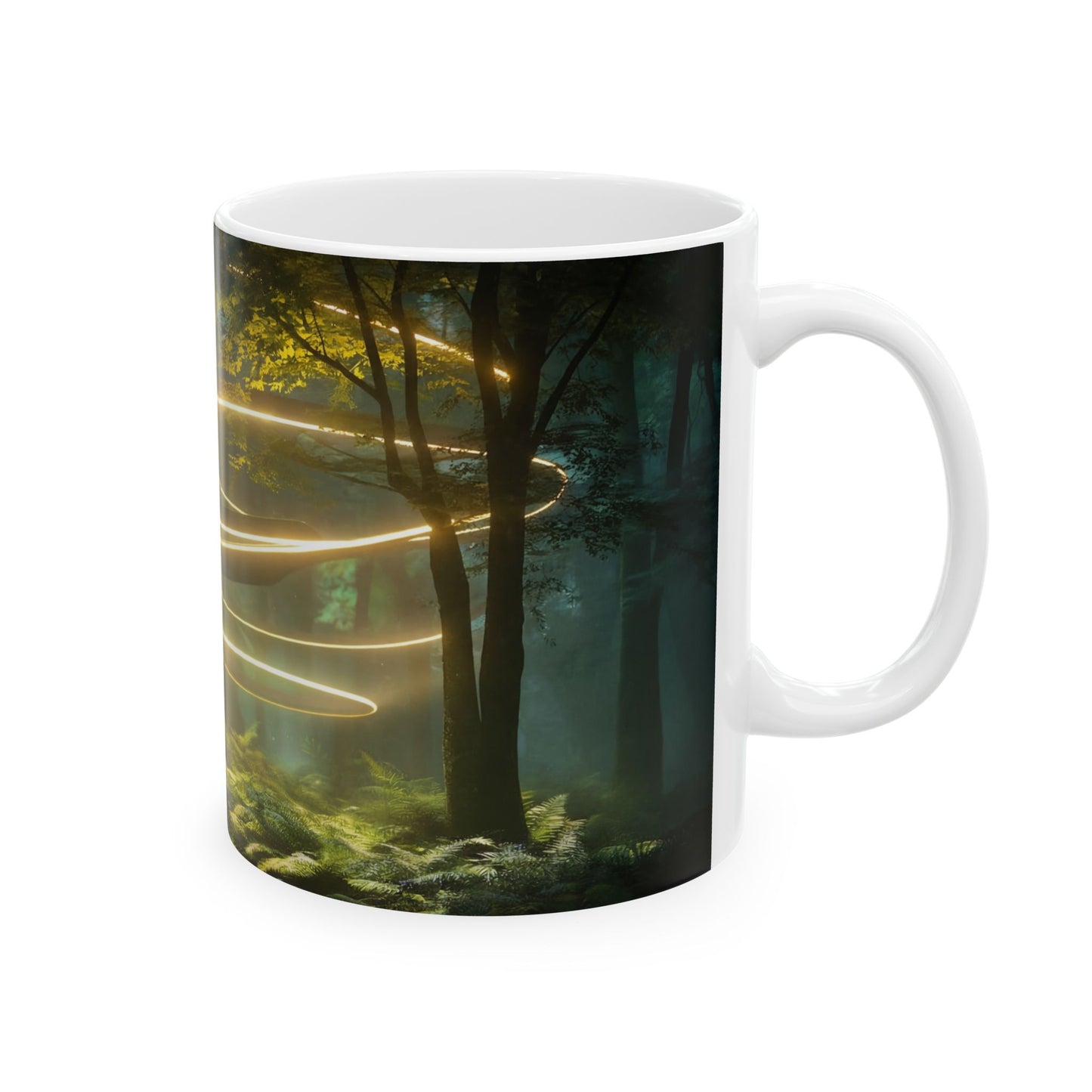Luminescent Spiral Forest Mug – Whispers of the Ancient Grove