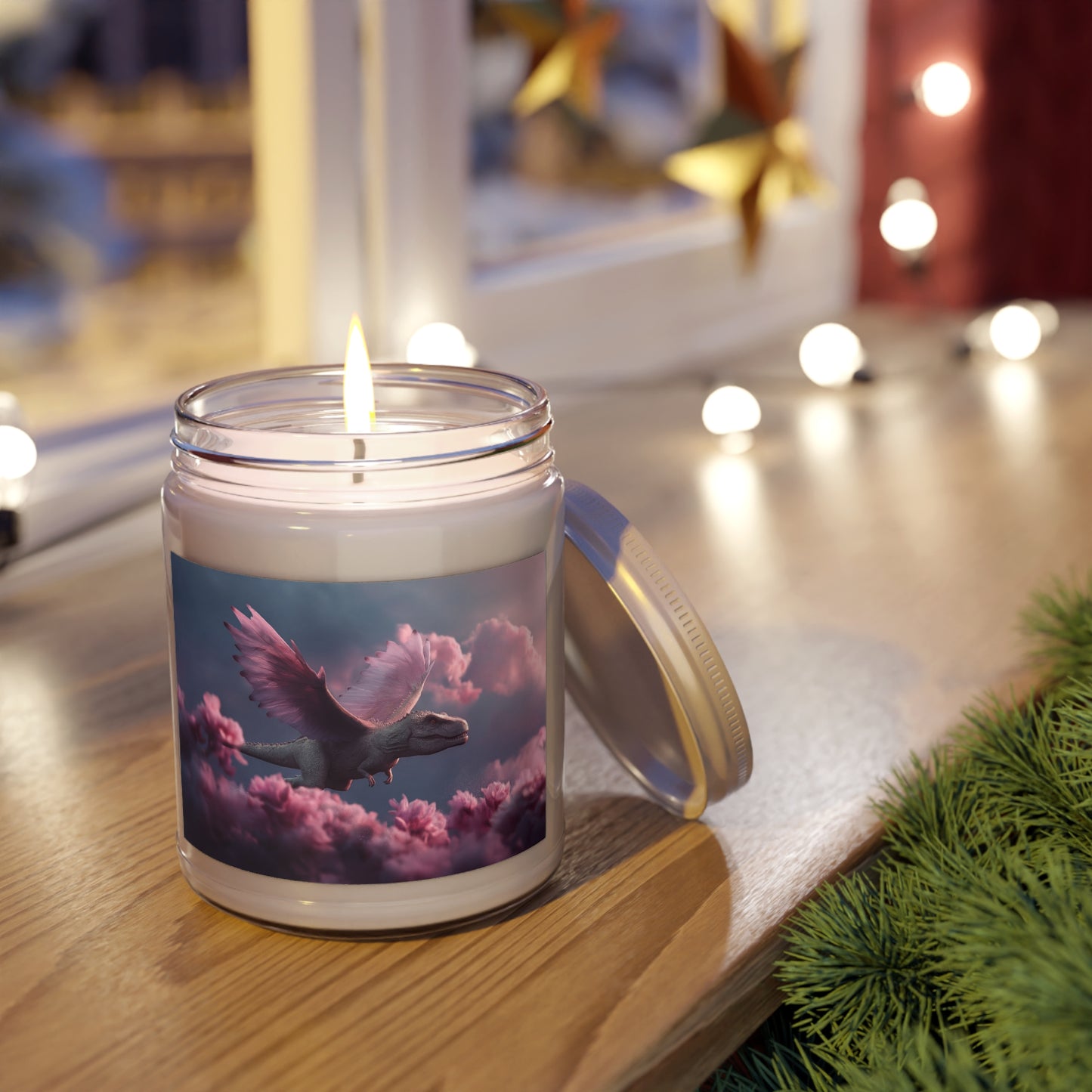Pink Cloud Dragon Scented Soy Candles with White Lid, 9oz – Soaring Through Twilight Bloom