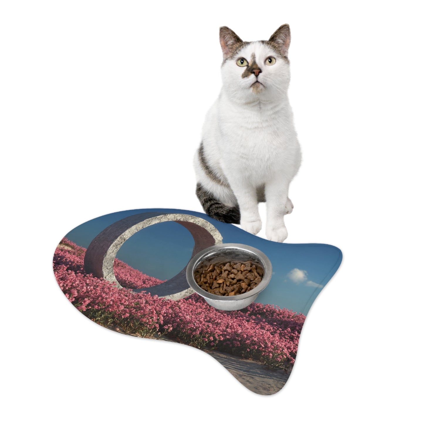 Concrete Circle Feeding Mats – Pink Wildflower Portal Scene